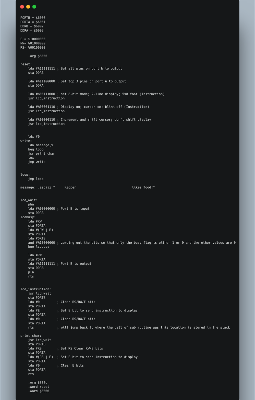 Final assembly code