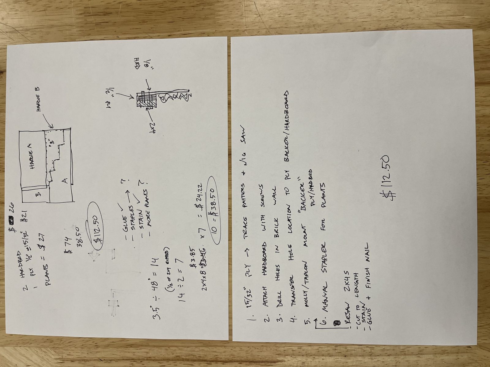 Concept, sketching & material estimates