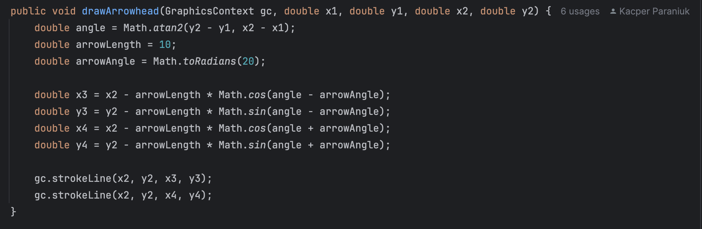 Vector arrow drawing code